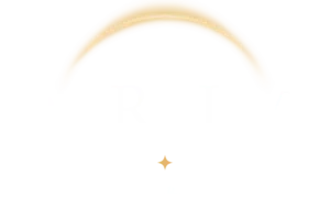 Logo du restaurant fictif « ARIA Restaurant », créé par ÉvidenceWP, avec le mot « ARIA » au centre, une arche lumineuse au-dessus, puis une étoile discrète et la phrase « La lumière d’un instant » juste au-dessous.